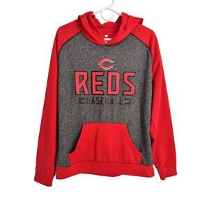 Cincinnati Reds Hoodie Mens Large Red Gray MLB Baseball Fanatics Sweatshirt